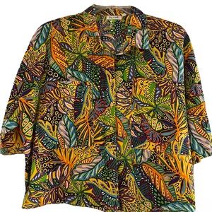 Joy & Ash Tropical Print Button Up Short Sleeve Shirt 2X